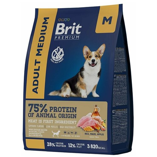  Brit Premium Dog Adult Medium       , 1, 1   -     , -,   