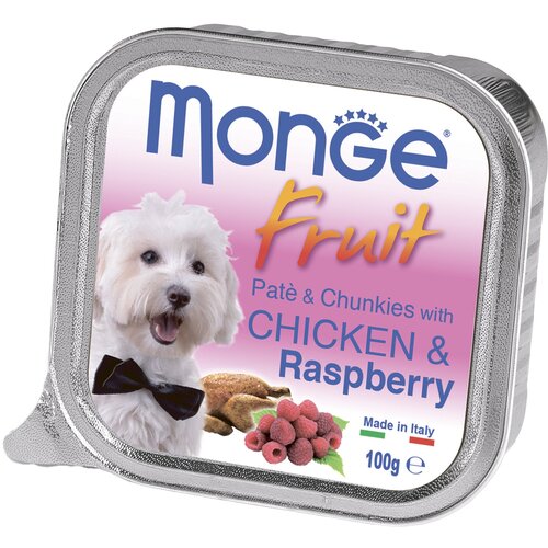      Monge Fruit Dog PATE & BOCCONCINI con POLLO & Lamponi,   , 6 .  100    -     , -,   