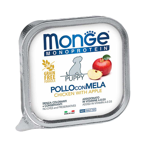      Monge Dog Monoprotein Fruits Puppy POLLO con MELA, , ,  , 32 .  150    -     , -,   