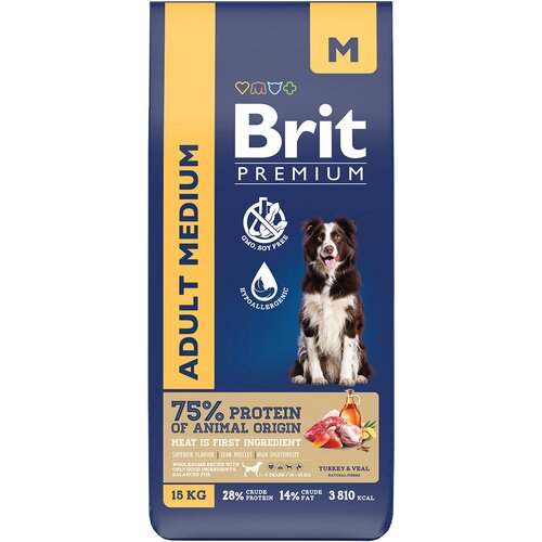    BRIT Premium Dog Adult Medium      1025 ,     15    -     , -,   