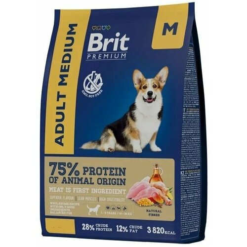  Brit Premium Dog Adult Medium        1 - 3   -     , -,   