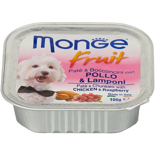      Monge Fruit Dog PATE & BOCCONCINI con POLLO & Lamponi,   , 16 .  100    -     , -,   
