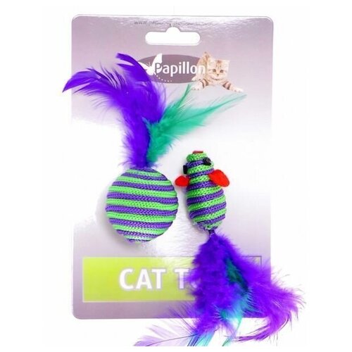  Papillon         5+4,  (Cat toy mouse 5 cm and ball 4 cm with feather on card) 240052 | Cat toy mouse 5 cm and ball 4 cm with feather on card, 0,016    -     , -,   