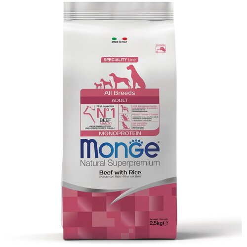  Monge Dog Monoprotein All Breeds Beef and Rice         2,5    -     , -,   